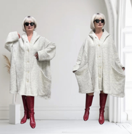 AKH oversized asymmetrisch wollen winterjas/mantel  gevoerd