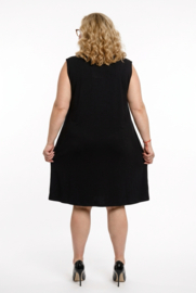 New Jersey viscose A-lijn jurk met aparte decolleté/ stretch/zwart