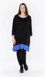 AKH oversized viscose tricot A-lijn tuniek  apart stretch zwart/blauw