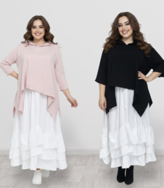Moonshine oversized katoen A-lijn top met capuchon apart stretch /in meerdere kleuren