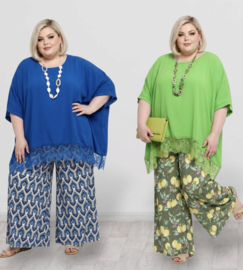 ITALIA MODA  viscose tuniek/poncho met kant en ketting /stretch/meerdere kleuren