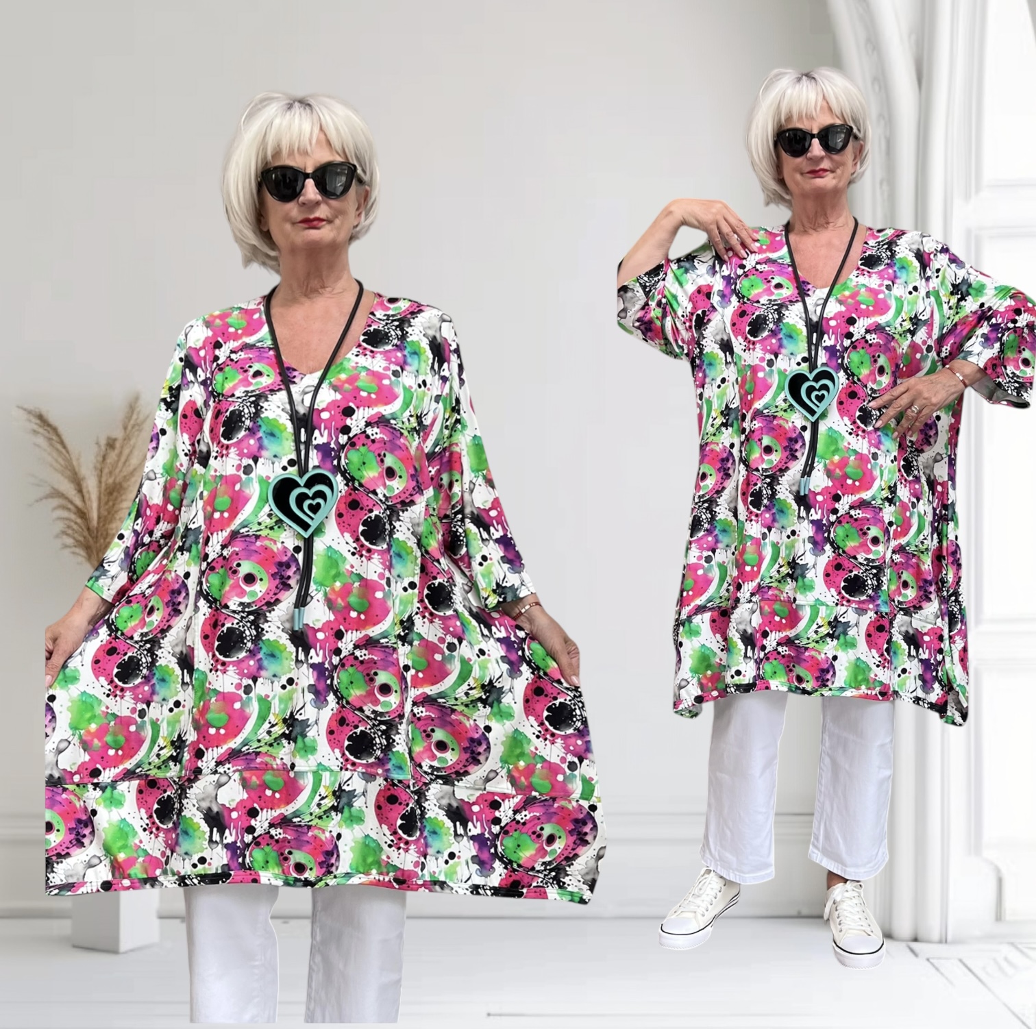 New Jersey oversized viscose A-lijn jurk/tuniek extra wijd/ stretch