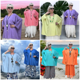 ITALIA de modieuze kleuring oversized viscose top/tuniek/niet doorschijnend /in meerdere kleuren