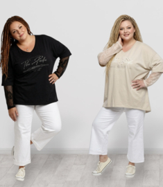 ITALIA oversized katoen top met kanten mouwen stretch /in meerdere kleuren