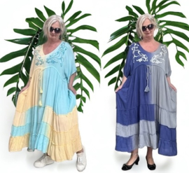 ITALIA oversized viscose geborduurde A-lijn BOHO jurk/in meerdere kleuren