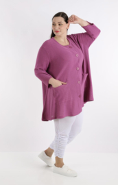 AKH gebreide oversized A-lijn katoen vest/blazer apart stretch
