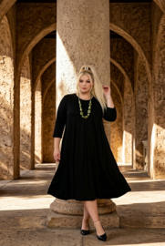 Naveed  viscose jersey A-lijn jurk stretch zwart