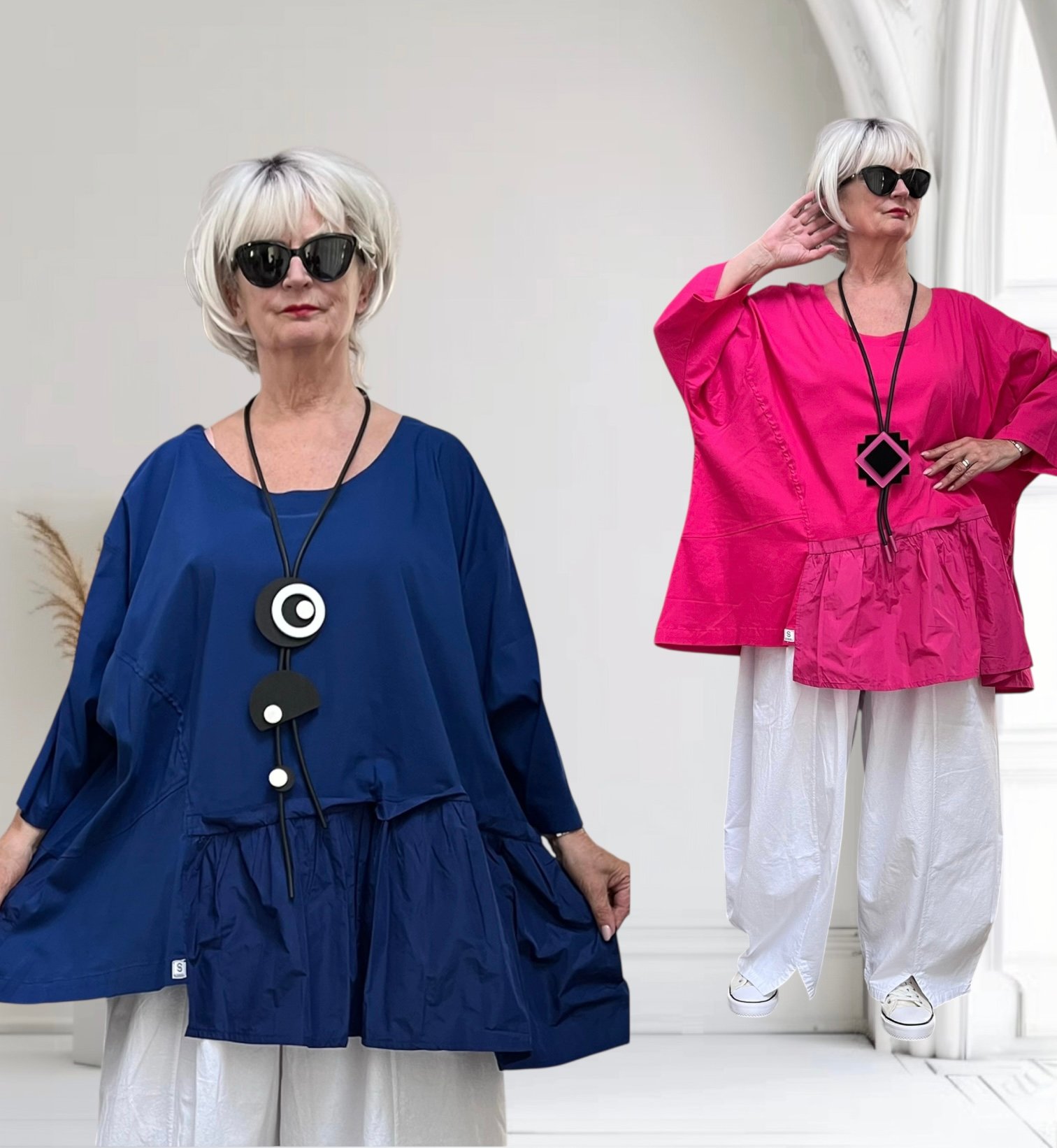 SINNE design.. A- lijn viscose tuniek met taft /stretch /in meerdere kleuren