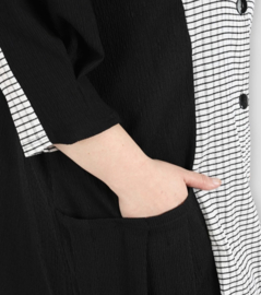 AKH oversized viscose jersey A-lijn blazer/vest apart/ stretch zwart/wit