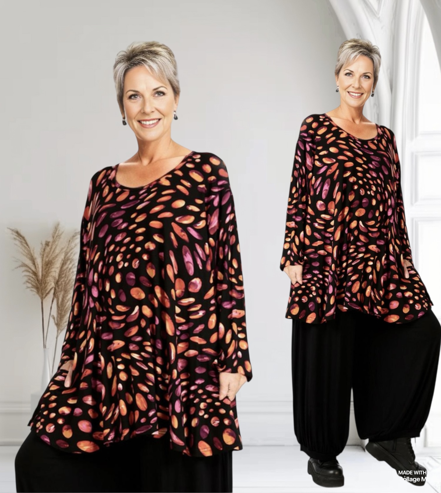 AKH oversized viscose tricot A-lijn tuniek  apart stretch