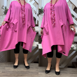 Ilona oversized A-lijn jersey viscose tuniek/jurk met zakken apart stretch  (extra groot)