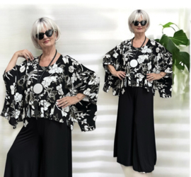Naveed  oversized viscose jersey top zwart/wit