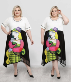 CN-G viscose A-lijn jurk met zakken stretch