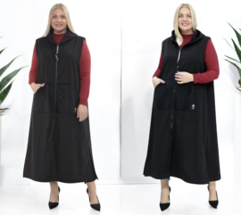 Divas planet oversized mouwloze  A-lijn blazer met ritssluiting zwart/strtech