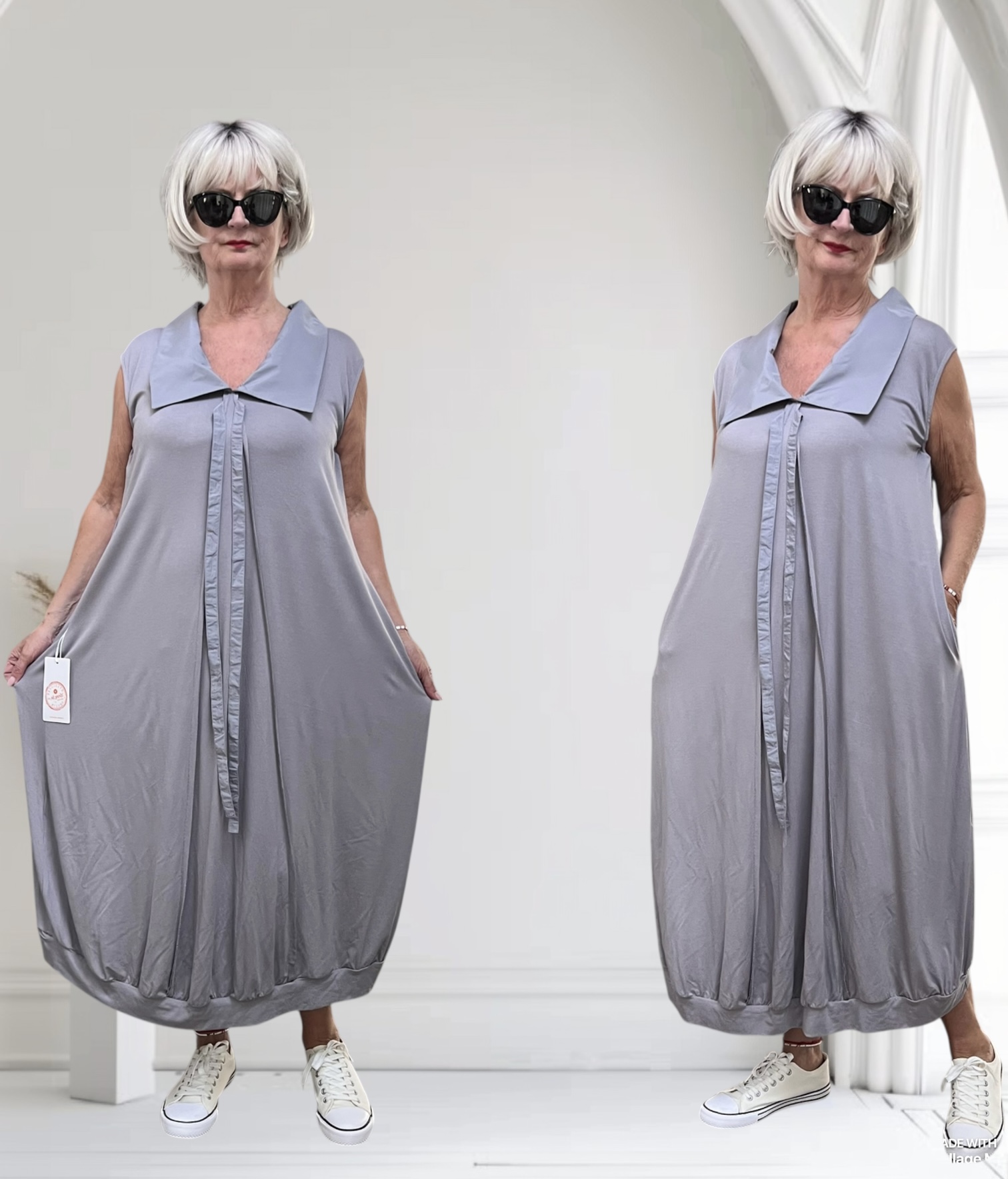 ALYANS viscose A-lijn jurk stretch