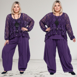 Moonshine oversized de modieuze kleuring  katoen KANTEN top apart stretch