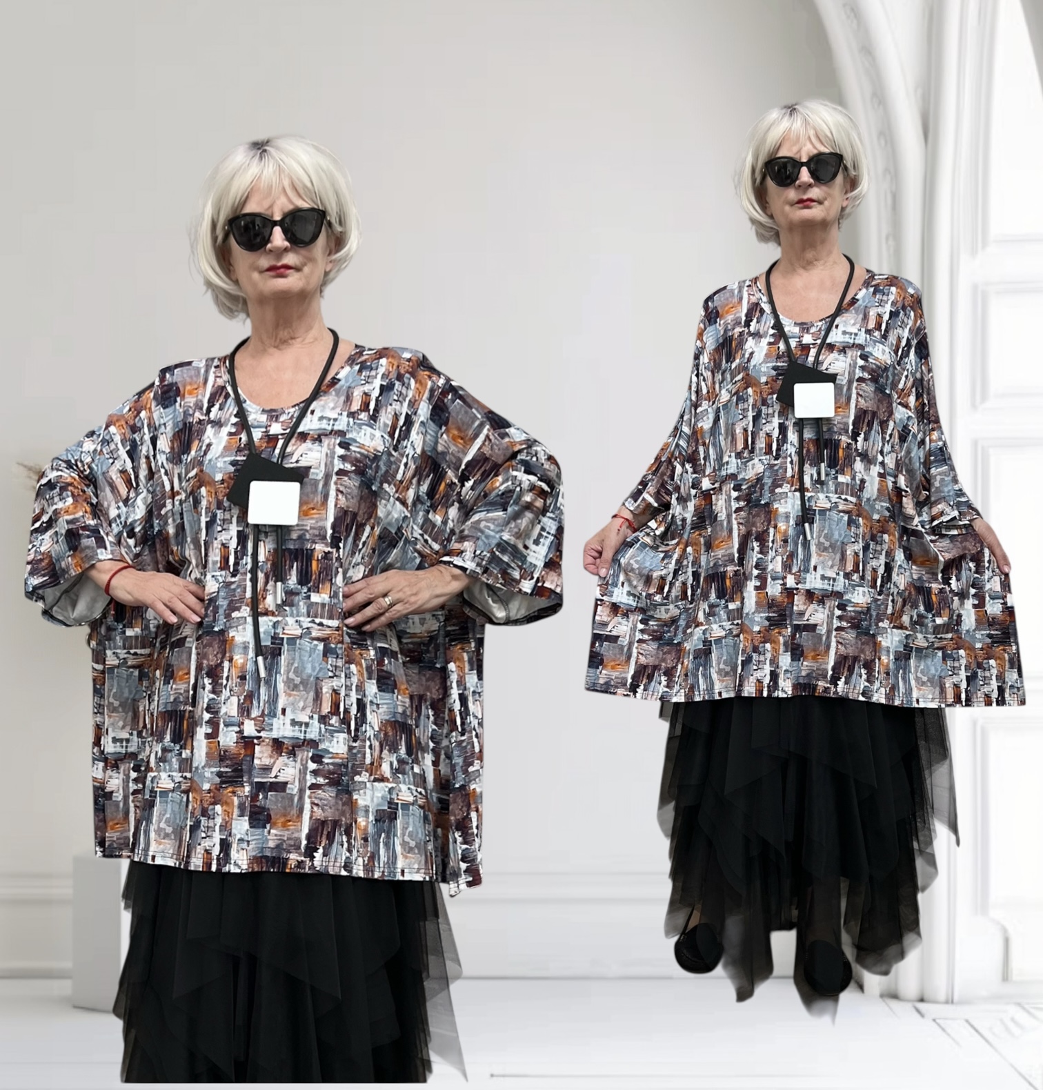 New Jersey oversized viscose A-lijn jurk/tuniek /extra wijd