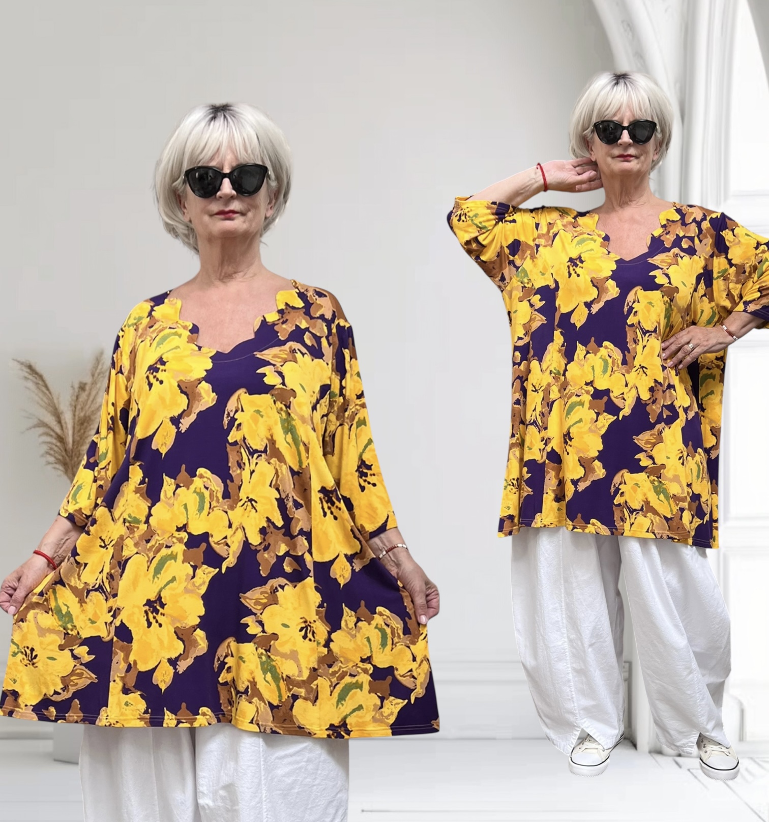 Ophilia viscose A-lijn tuniek  met aparte decolleté stretch