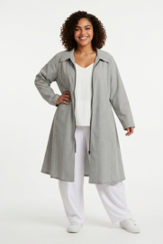 AKH katoen A-lijn zomer blouse /jas /blazer met ritssluiting grijs/wit /stretch