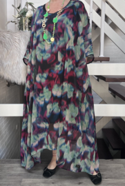 Bella Romina oversized A-lijn viscose chiffon jurk  apart (extra groot)