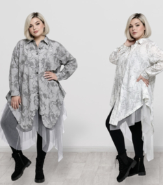FlyOut  oversized hemd/tuniek met inzet van tule stof/in meerdere kleuren
