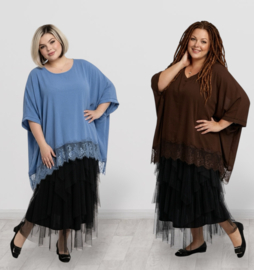 ITALIA MODA  viscose tuniek/poncho met kant en ketting /stretch/meerdere kleuren