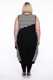 AKH oversized viscose jersey ballon jurk  apart/stretch zwart/wit