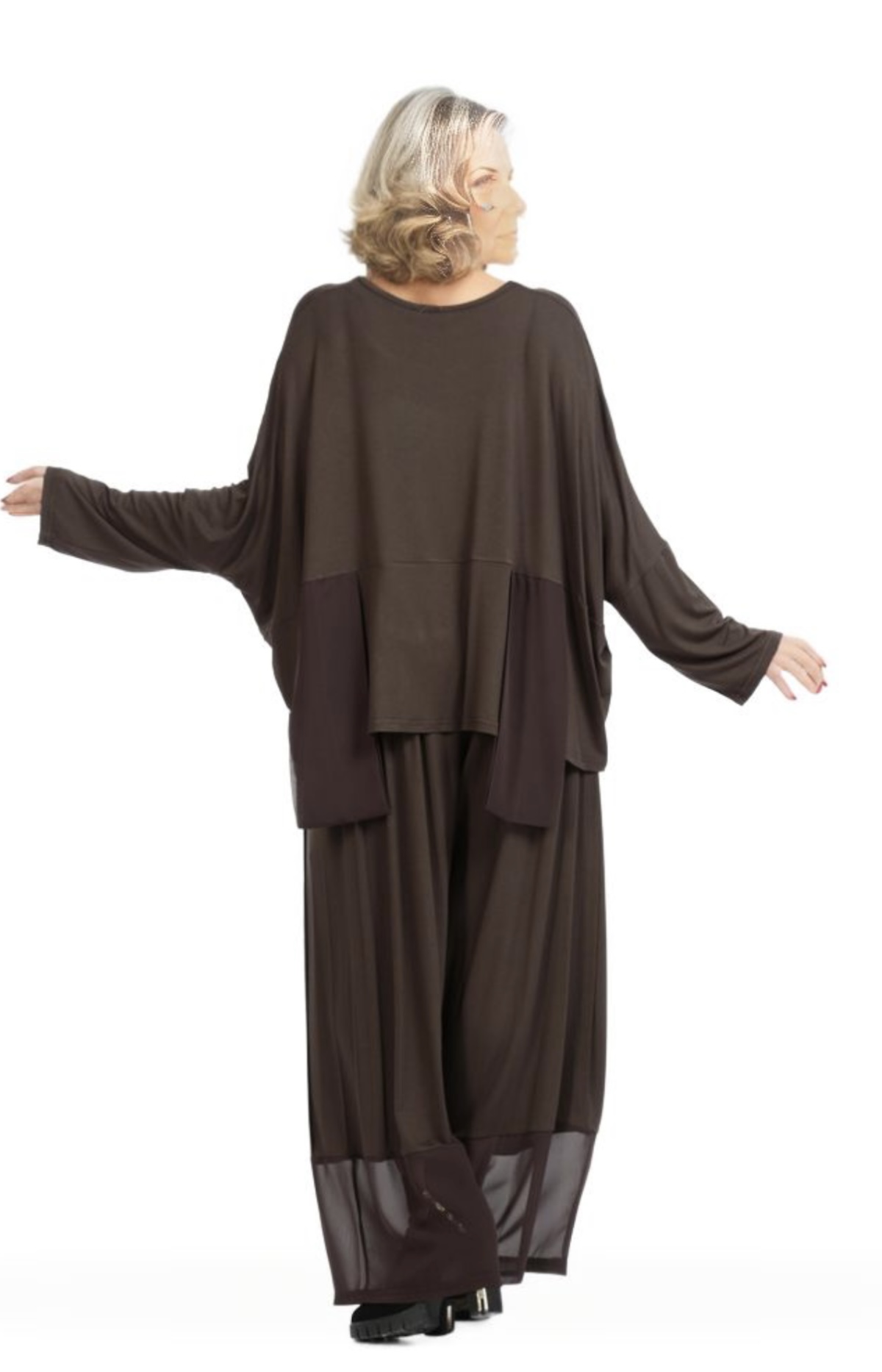 AKH viscose A-lijn top met chiffon stof apart stretch