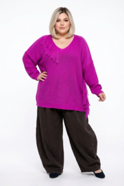 ITALIA oversized acryl mix gebreide top met franjes /in meerdere kleuren