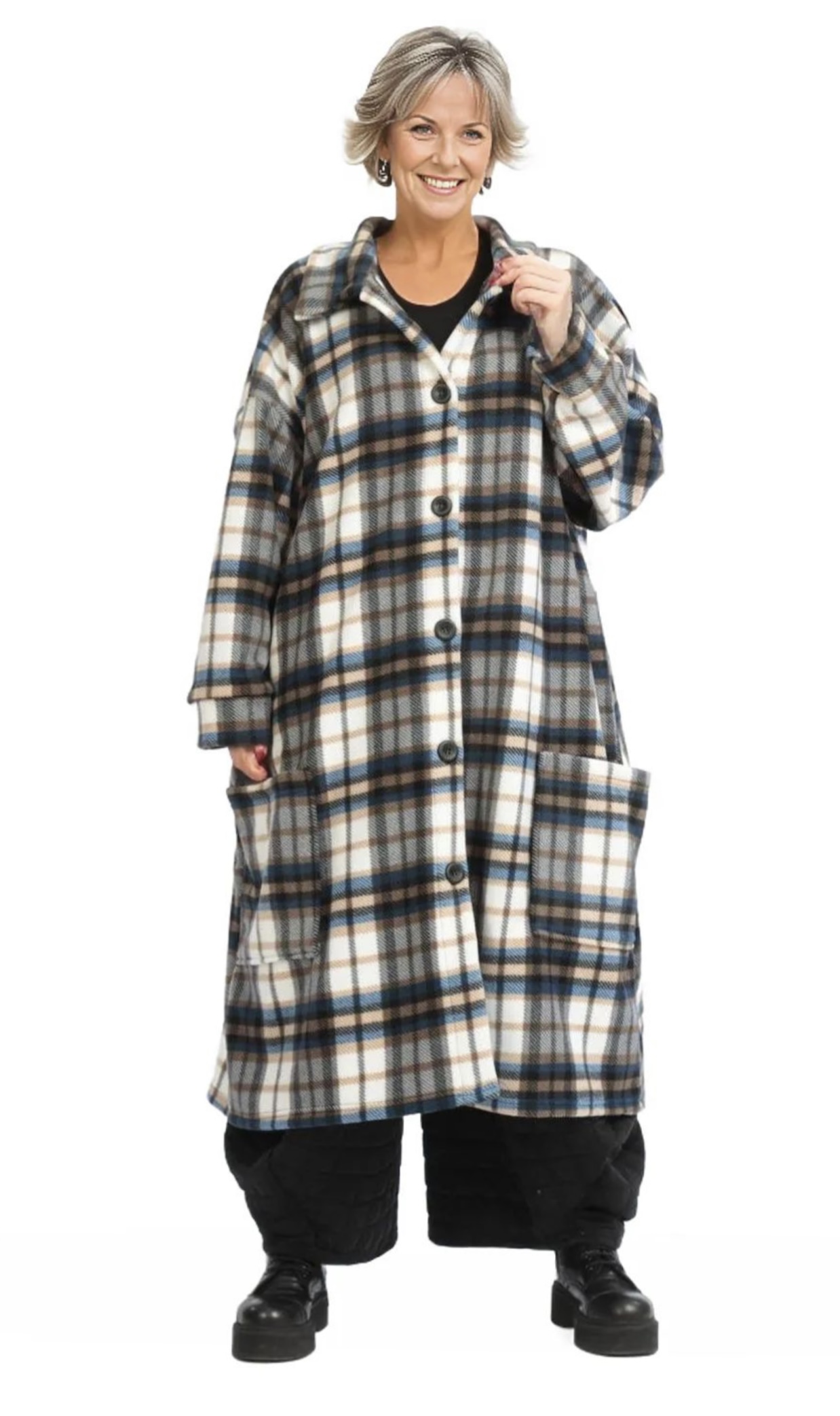 AKH oversized fleece winterjas/mantel stretch