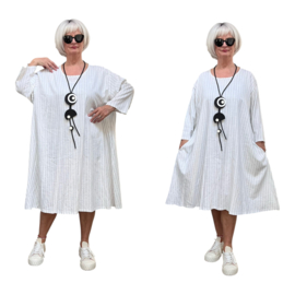 AKH oversized linnen mix A-lijn jurk/tuniek met zakken apart