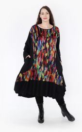 AKH oversized viscose A-lijn jurk stretch/zwart