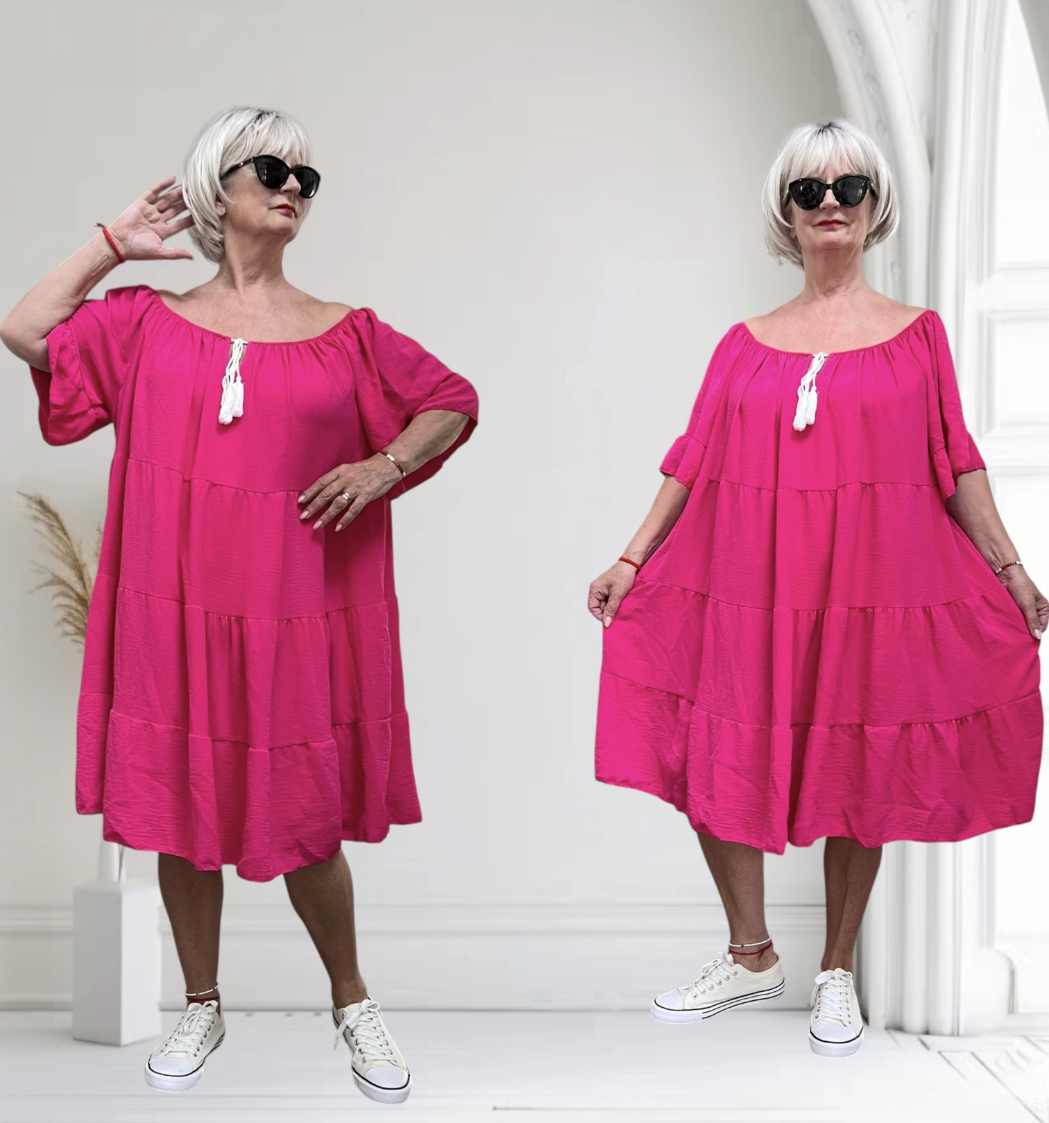 ITALIA oversized viscose A-lijn zomer jurk