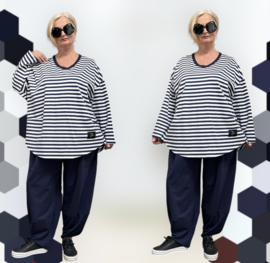 SASHA Noa jersey oversized katoen vrijetijdspak(top + broek) apart stretch donkerblauw