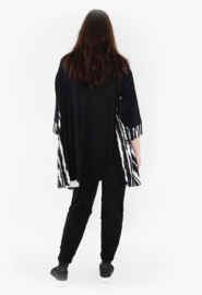 AKH oversized viscose jersey A-lijn jurk  apart/stretch zwart/wit