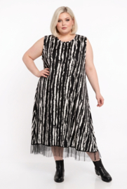 AKH oversized viscose jersey jurk apart/stretch zwart/wit