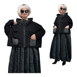 Vincenzo Allocca oversized katoen blazer met inzet van fluweel/aparte/stretch/zwart