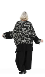 AKH oversized viscose A-lijn vest/blazer  apart zwart/grijs stretch