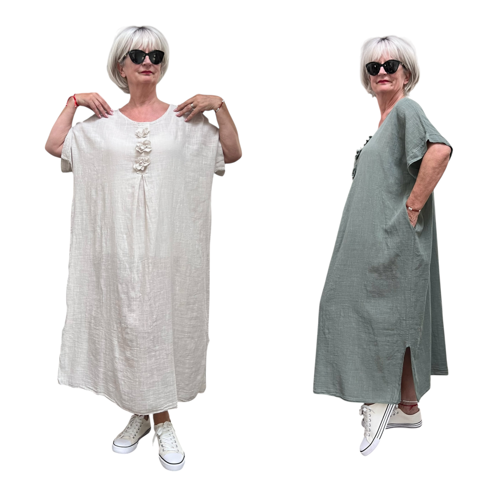 ITALIA oversized katoen zomer jurk met zakken /in meerdere kleuren
