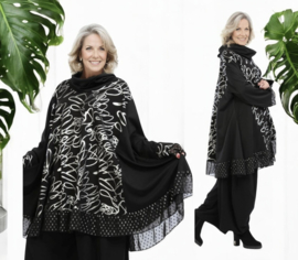 AKH oversized viscose A-lijn tuniek  apart zwart/silver stretch