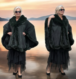 MM Sweet gebreid super zacht omslagdoek/poncho met bont