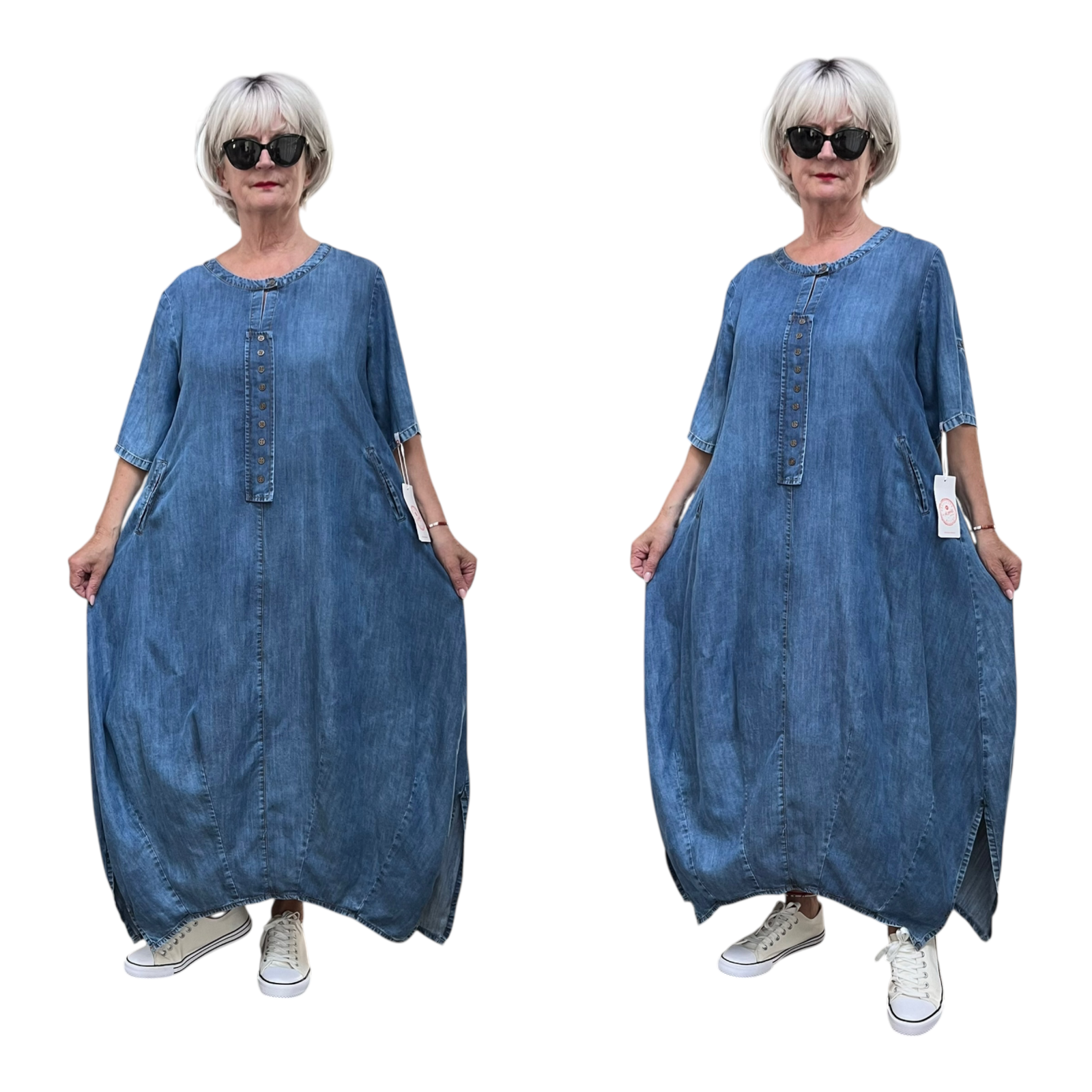 ALYANS tencel jeans A-lijn jurk