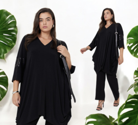 Jean Marc Philippe viscose A-lijn tuniek met pailletten zwart stretch