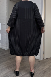 AKH oversized linnen mix A-lijn jurk/tuniek met zakken apart zwart