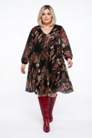 ITALIA MODA  viscose chiffon met accordeonplissé A-lijn jurk gevoerd /stretch