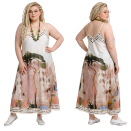 ITALIA Moda oversized viscose /zijde A-lijn zomer jurk