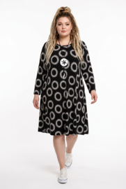 ITALIA Moda oversized viscose A-lijn jurk stretch zwart/wit