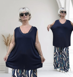 ITALIA viscose jersey basics top met kant/in meerdere kleuren