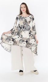 AKH oversized viscose A-lijn tuniek /apart/stretch  zwart/beige