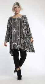AKH oversized viscose mix tuniek apart zwart/wit stretch